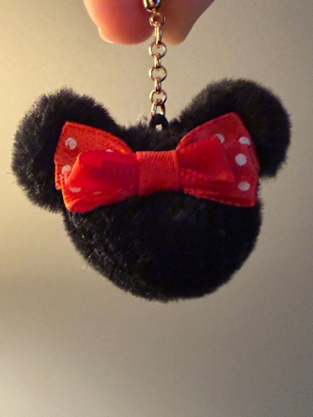 Black Fuzzy Minnie Mouse Earrings with Red Bow - Picture 3 of 3